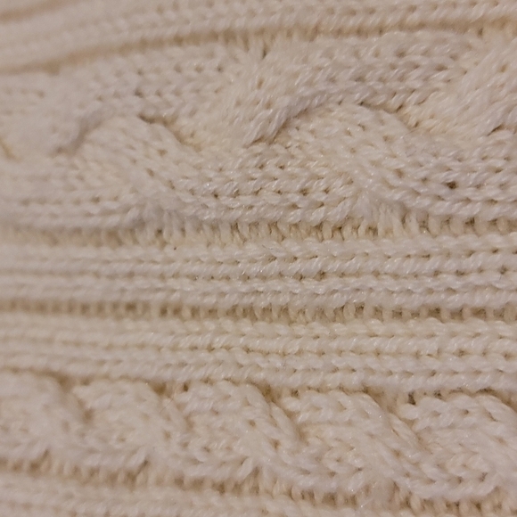 Appleseed's Cream Cotton And Wool Blend Cable Knit Crewneck Sweater-Size Large - Picture 6 of 8
